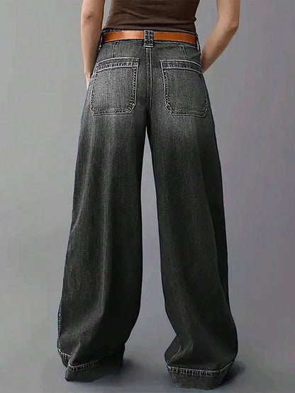Relaxed Fit Wide Leg Denim Jeans