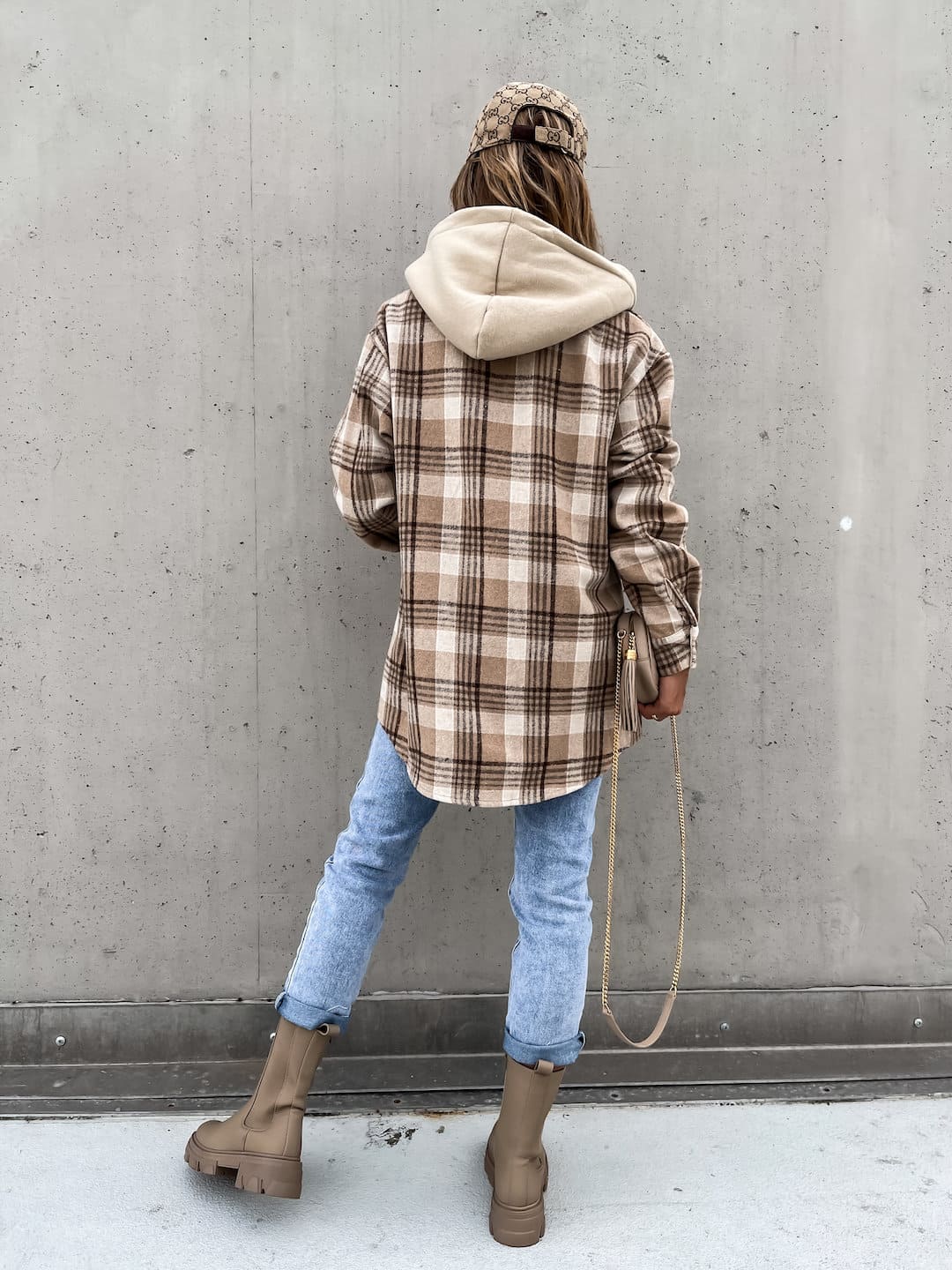 Detachable Hooded Plaid Shacket