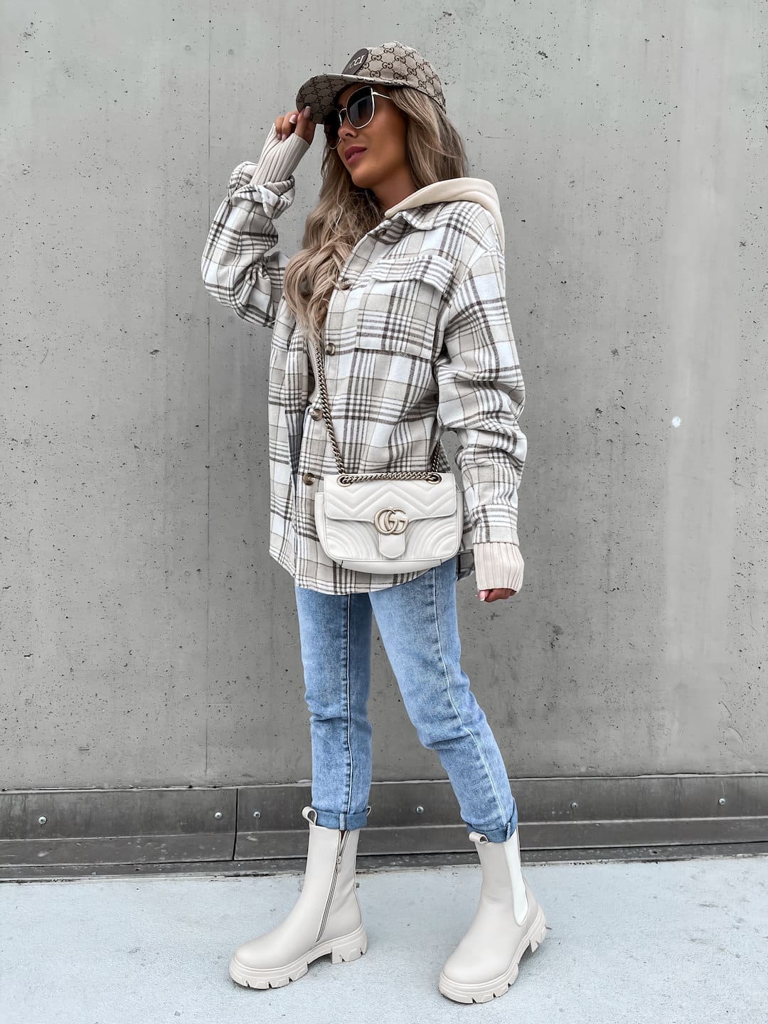 Detachable Hooded Plaid Shacket