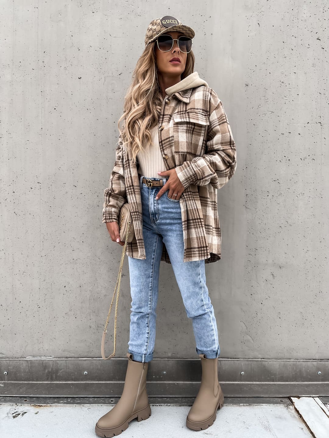 Detachable Hooded Plaid Shacket
