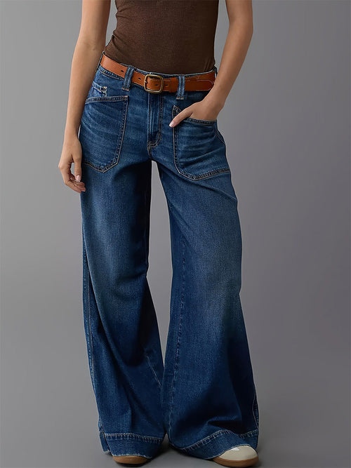 Relaxed Fit Wide Leg Denim Jeans