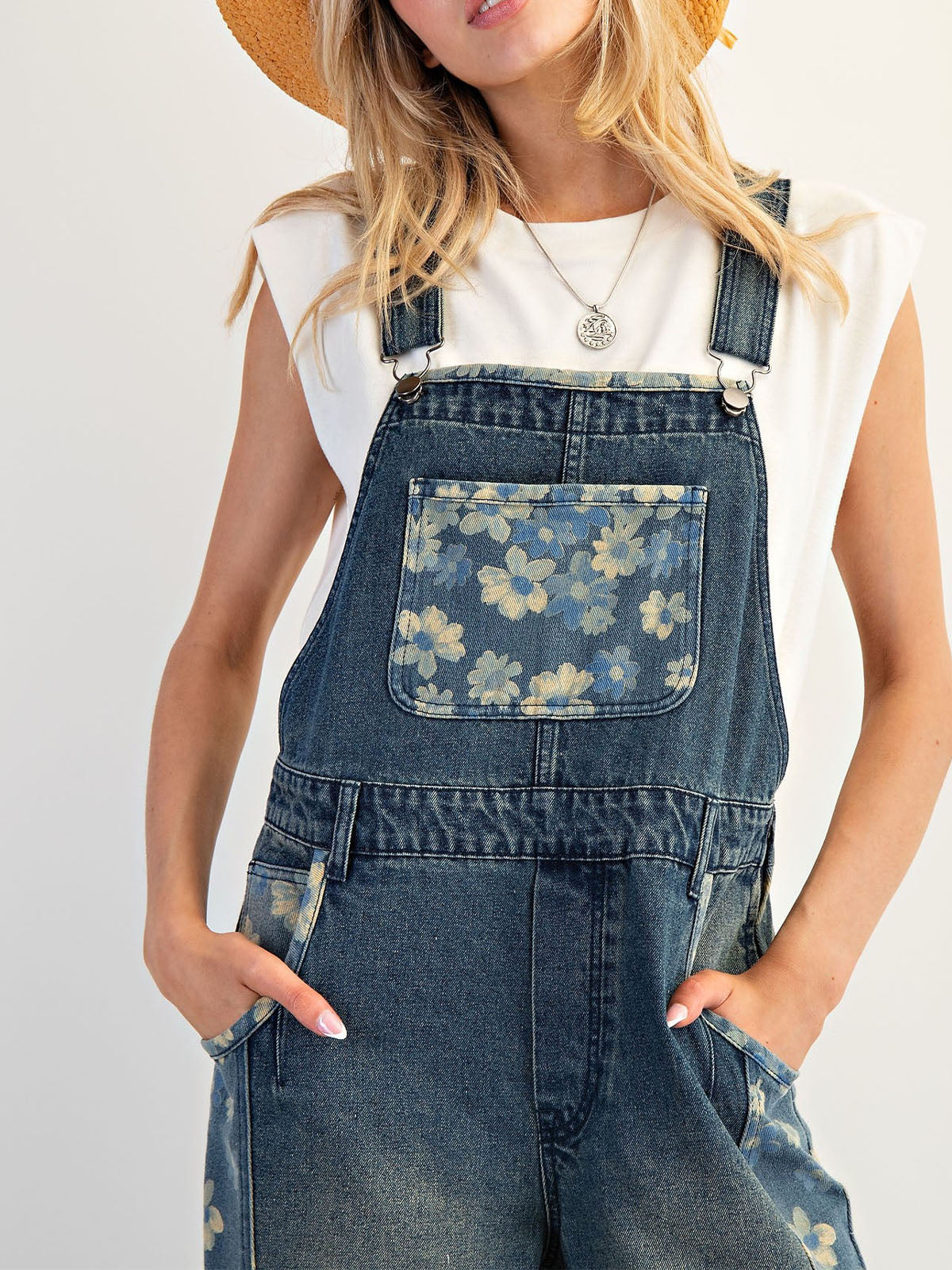 Flower Denim Overalls