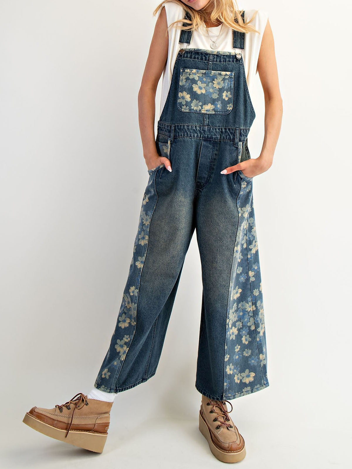 Flower Denim Overalls