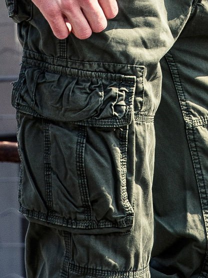 Men's Cotton Outdoor Casual Multi-Pocket Straight Cargo Pants