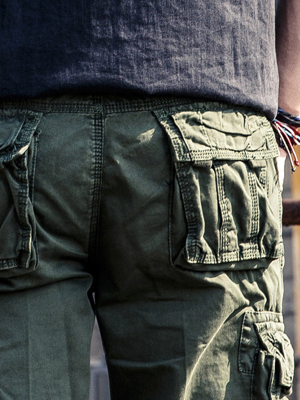 Men's Cotton Outdoor Casual Multi-Pocket Straight Cargo Pants