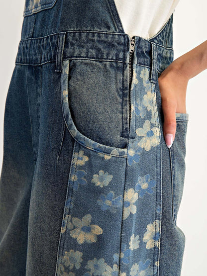 Flower Denim Overalls