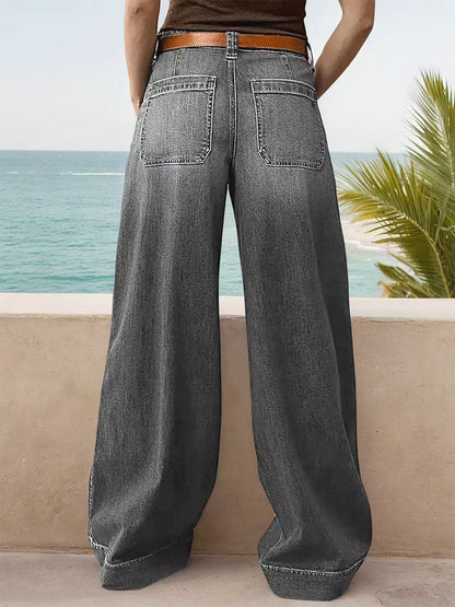 Relaxed Fit Wide Leg Denim Jeans
