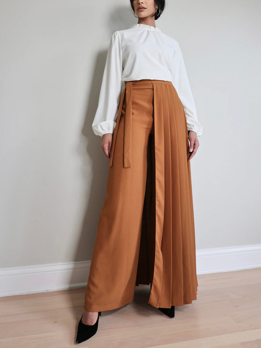 Lovely Pleated Overskirt Pants Set - Clearance Sale