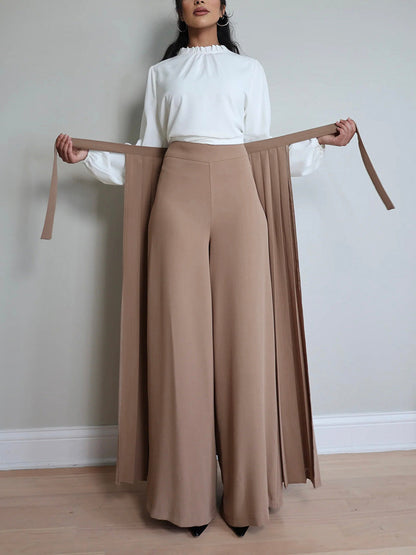 Lovely Pleated Overskirt Pants Set - Clearance Sale