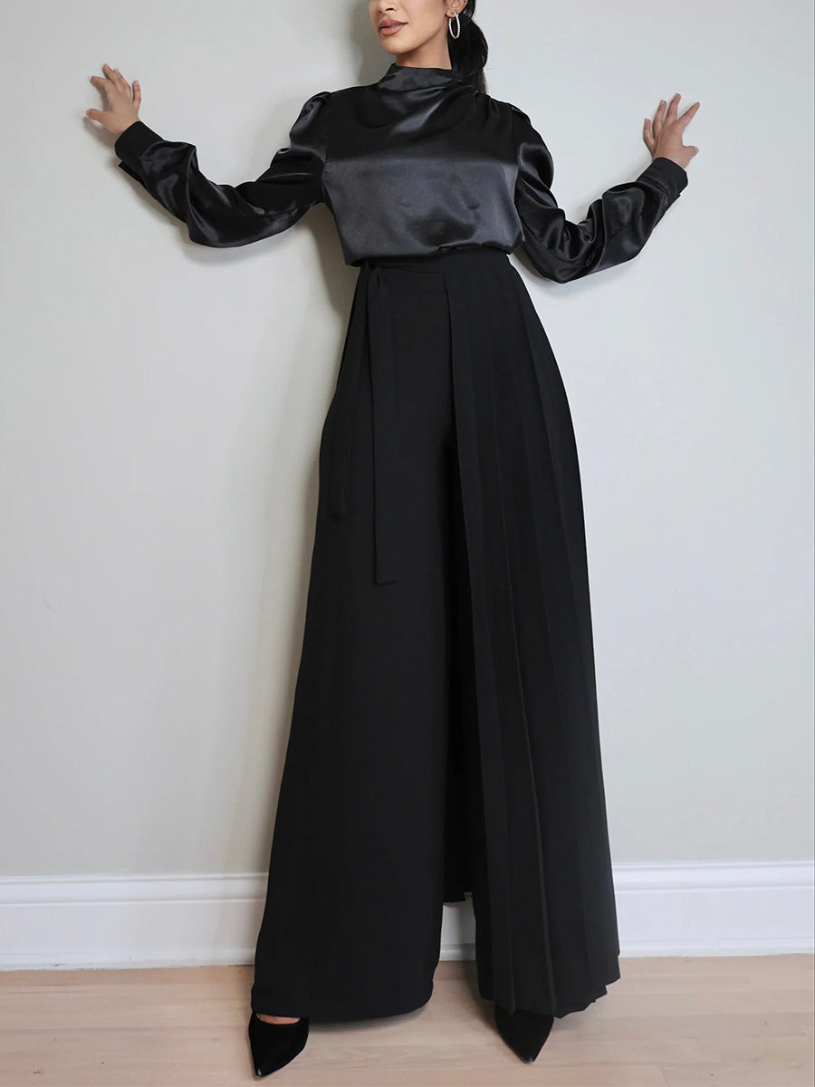 Lovely Pleated Overskirt Pants Set - Clearance Sale