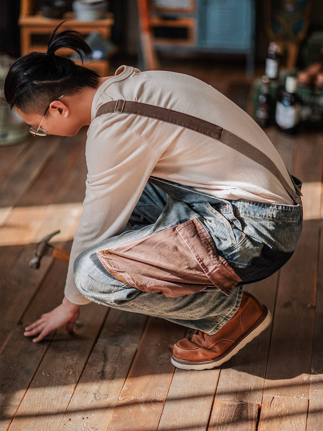 Contrast Denim Overalls