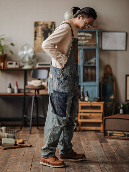 Contrast Denim Overalls