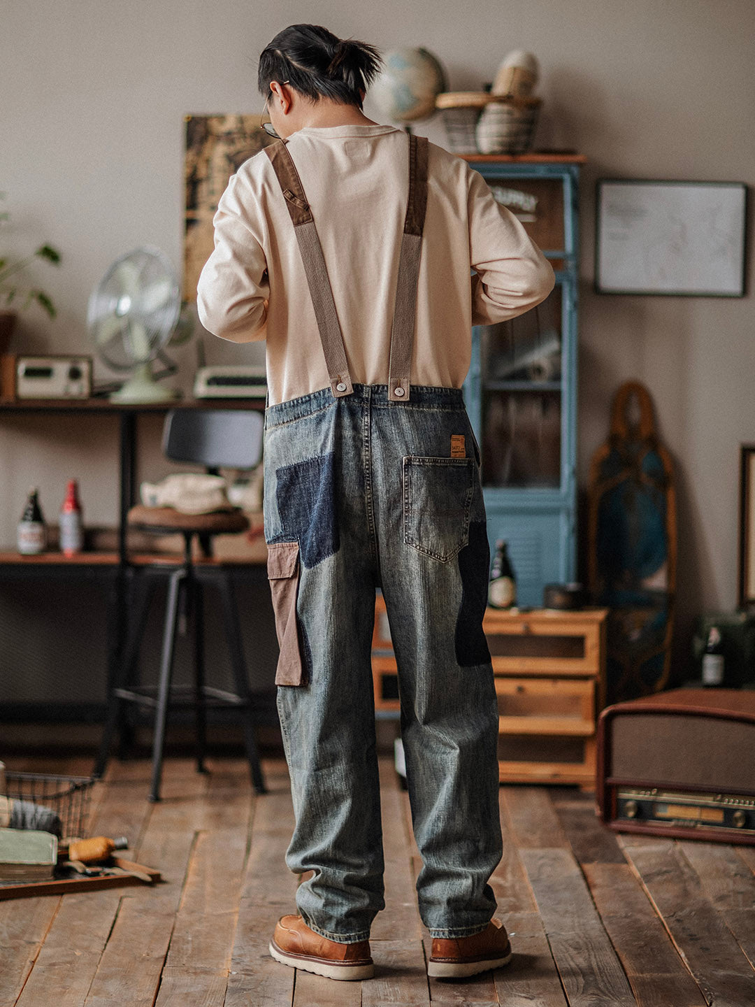 Contrast Denim Overalls