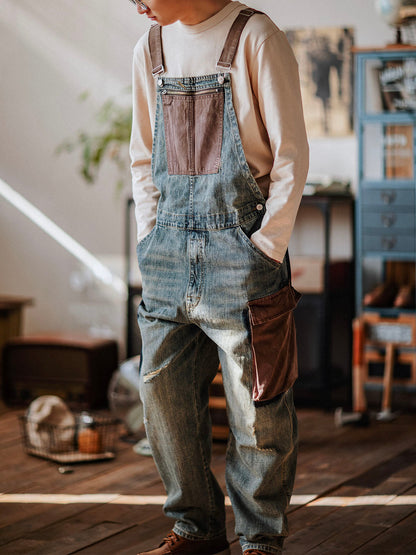 Contrast Denim Overalls