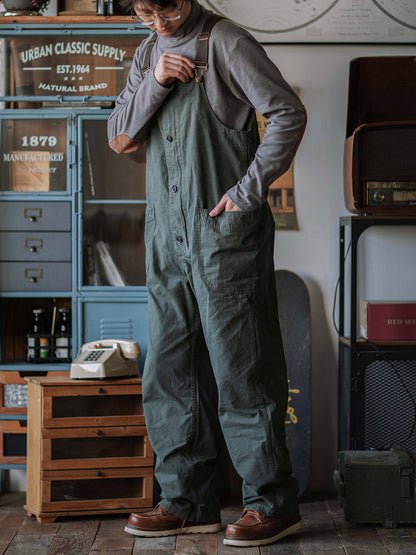 Rounded Patch Pocket Lightweight Canvas Overalls