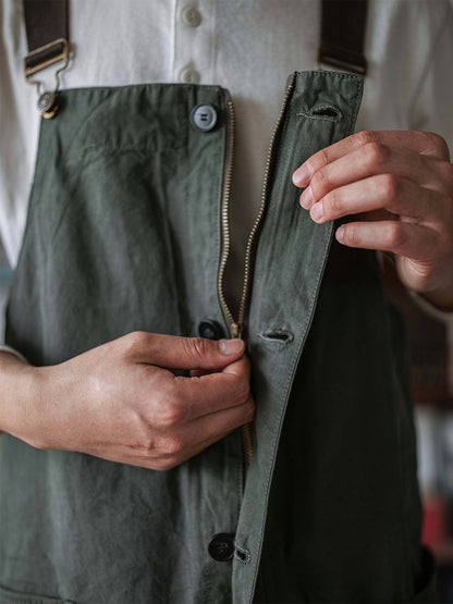 Rounded Patch Pocket Lightweight Canvas Overalls