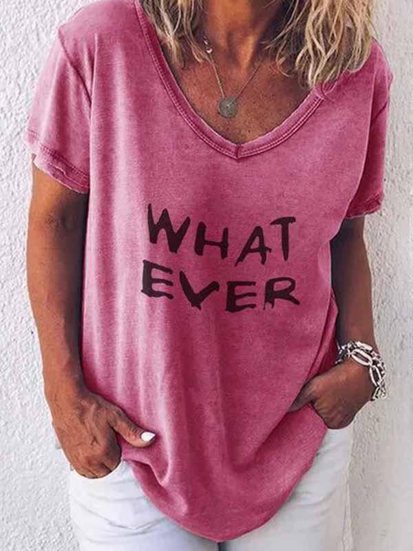 WHAT EVER Letter Print T-Shirt